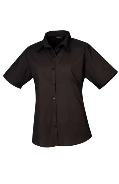  WOMEN'S SHORT SLEEVE POPLIN BLOUSE - Premier Black