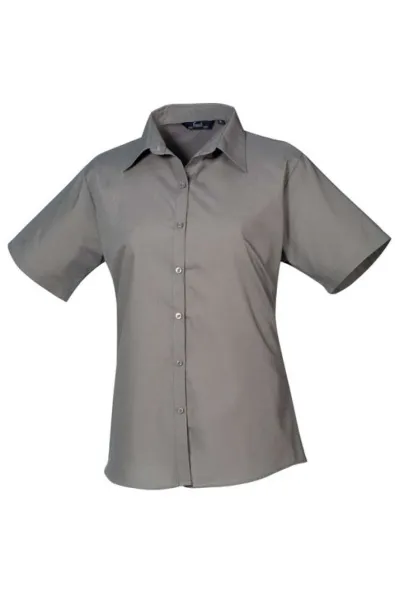  WOMEN'S SHORT SLEEVE POPLIN BLOUSE - Premier Tamno siva