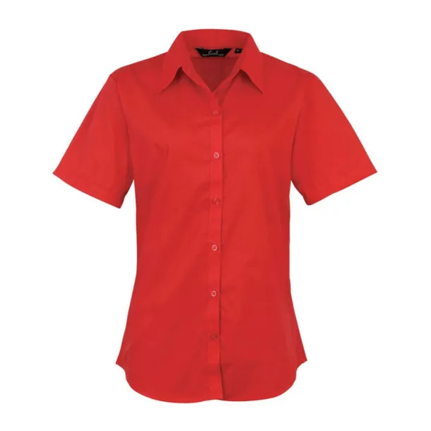  WOMEN'S SHORT SLEEVE POPLIN BLOUSE - Premier Strawberry Red