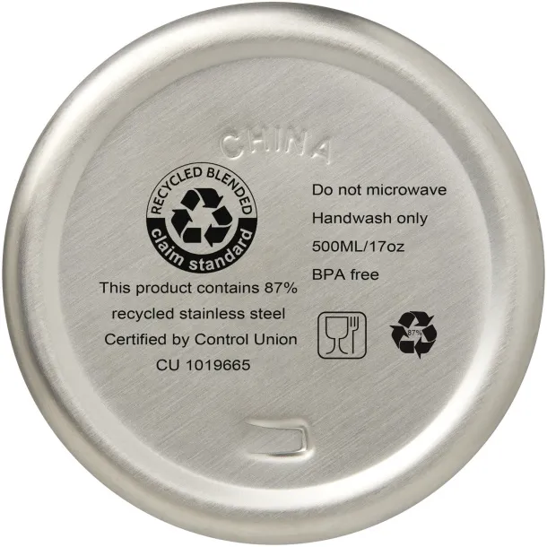VASA 500 ml RCS certified recycled stainless steel copper vacuum insulated bottle Silver