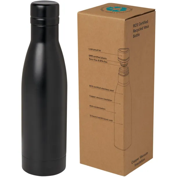 VASA 500 ml RCS certified recycled stainless steel copper vacuum insulated bottle Crna
