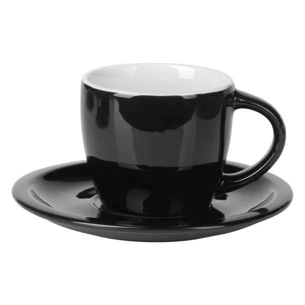 MOMENTO C Fine stoneware cappuccino cup and saucer Black