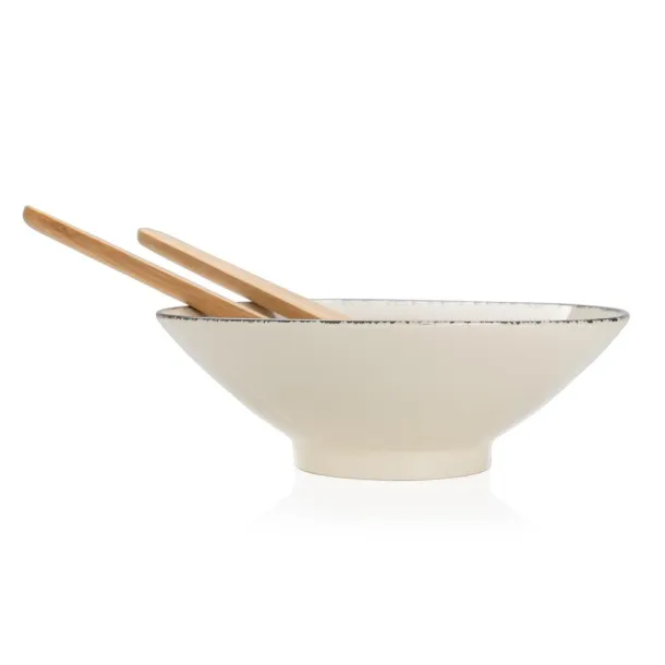 Ukiyo Ukiyo salad bowl with bamboo salad server - Ukiyo White Black