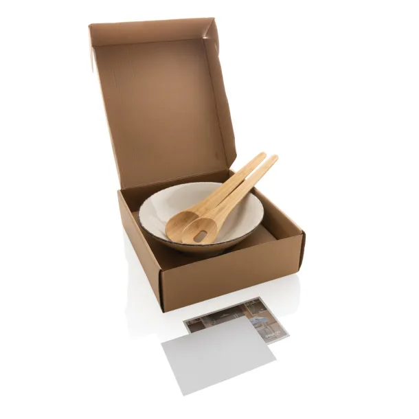 Ukiyo Ukiyo salad bowl with bamboo salad server - Ukiyo White Black