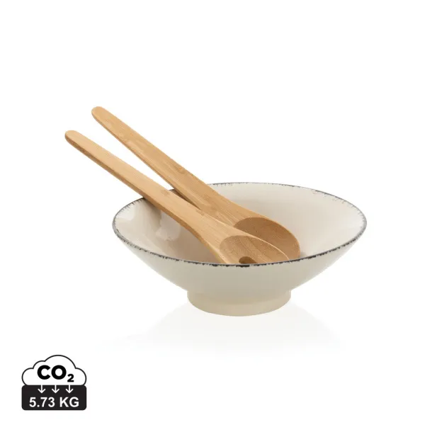 Ukiyo Ukiyo salad bowl with bamboo salad server - Ukiyo White Black