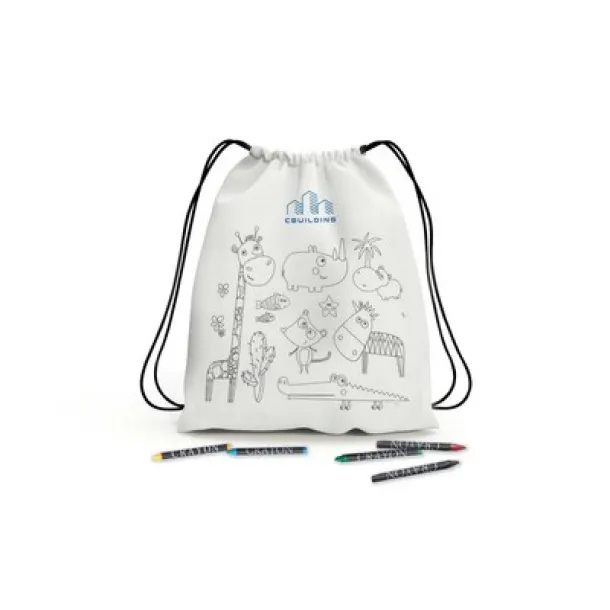  Drawstring bag for colouring, crayons white