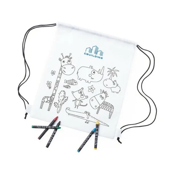  Drawstring bag for colouring, crayons white