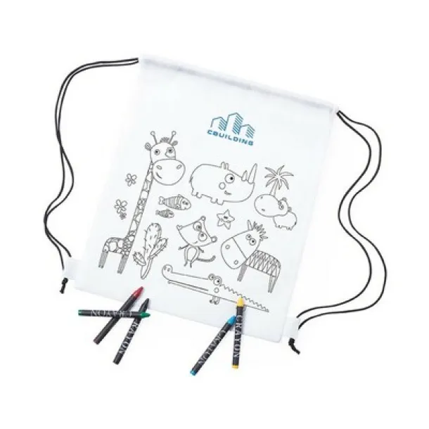  Drawstring bag for colouring, crayons Bijela