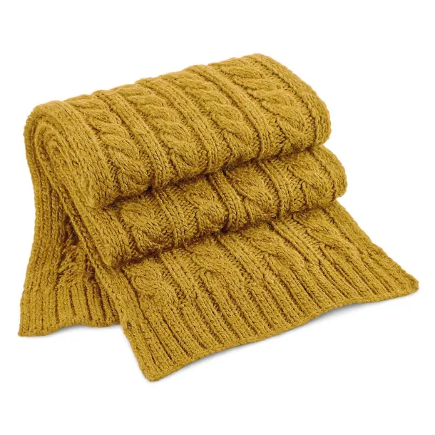  Cable Knit Melange Scarf - Beechfield Mustard