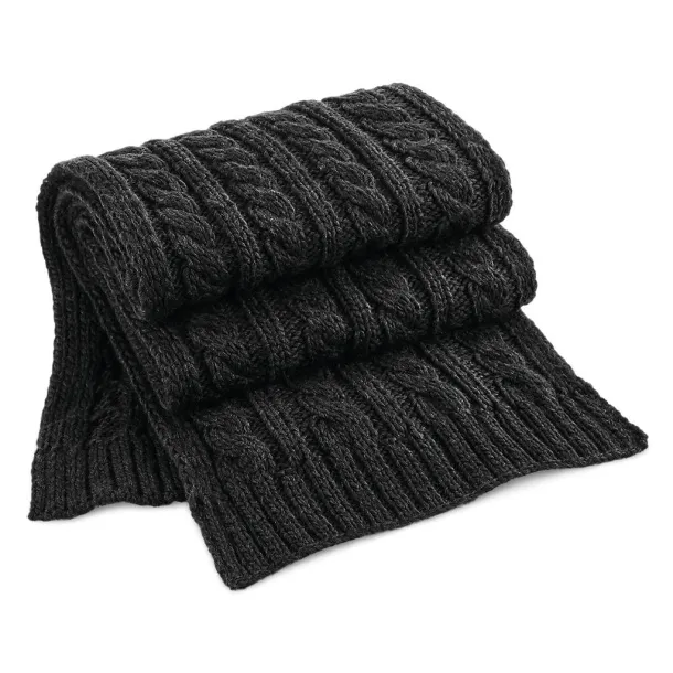  Cable Knit Melange Scarf - Beechfield Black