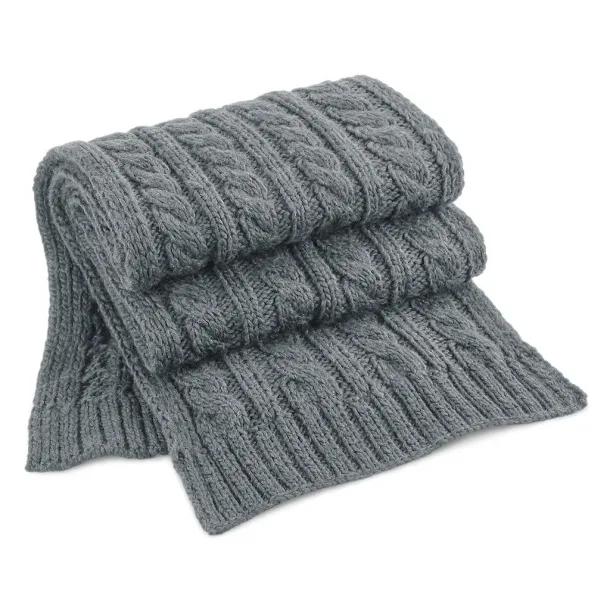  Cable Knit Melange Scarf - Beechfield Light Grey