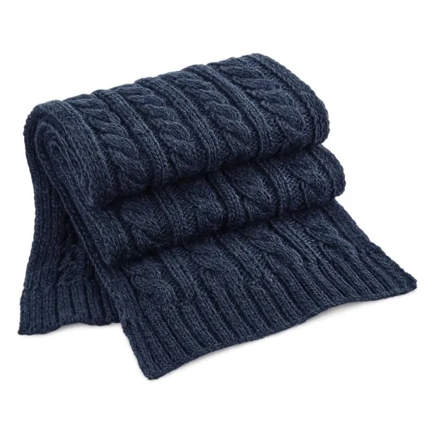  Cable Knit Melange Scarf - Beechfield Navy