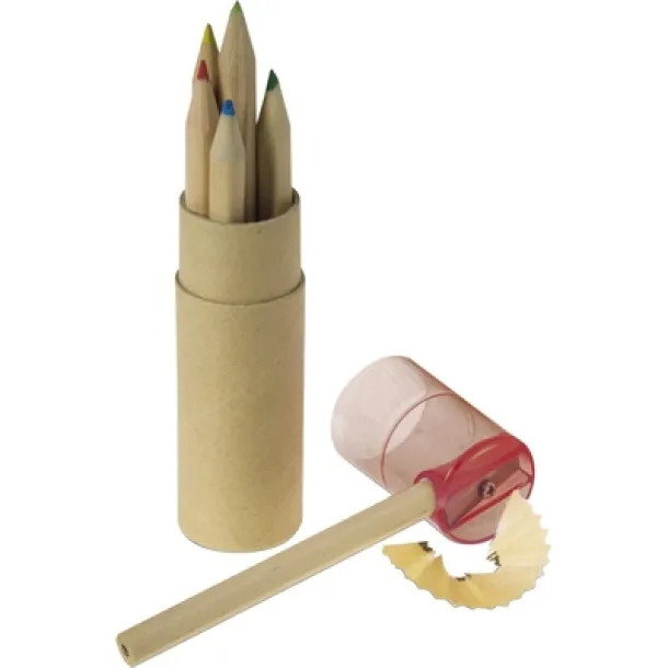  Colour pencil set with pencil sharpener Crvena