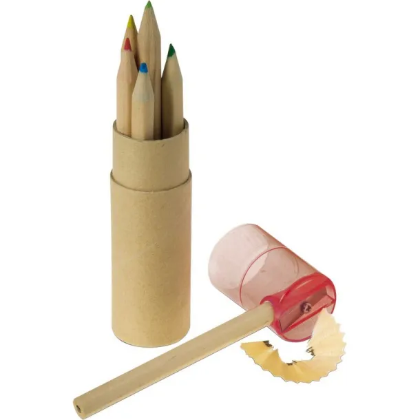  Colour pencil set with pencil sharpener Crvena