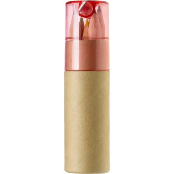  Colour pencil set with pencil sharpener Crvena