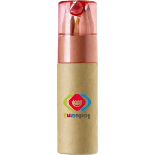  Colour pencil set with pencil sharpener Crvena