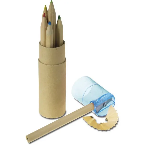  Colour pencil set with pencil sharpener blue