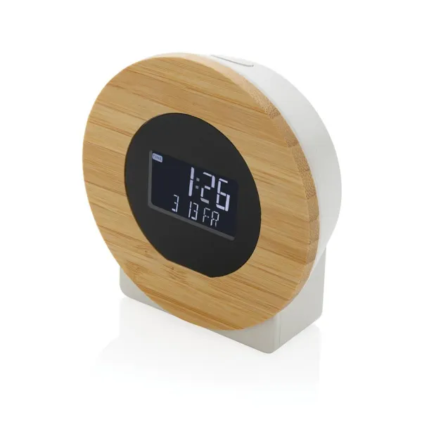  Utah RCS rplastic and FSC® bamboo LCD desk clock - XD Collection Brown 