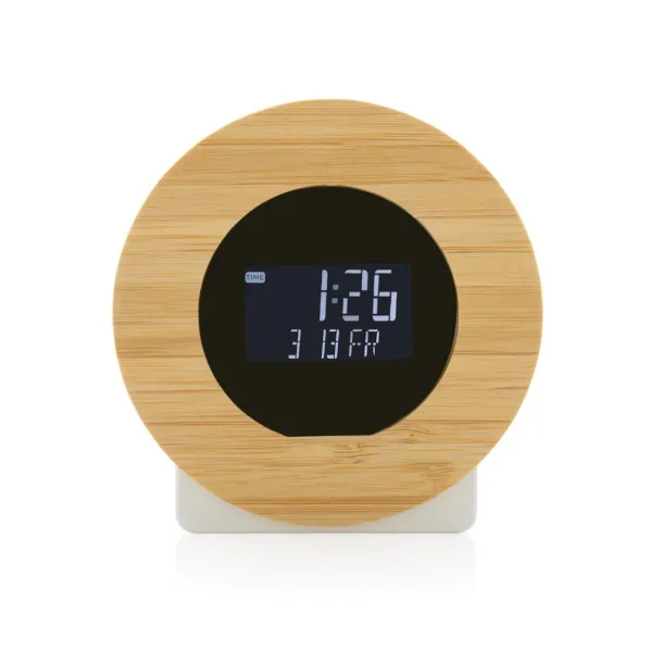  Utah RCS rplastic and FSC® bamboo LCD desk clock - XD Collection Brown 