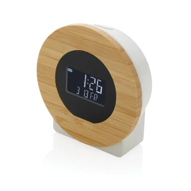  Utah RCS rplastic and FSC® bamboo LCD desk clock - XD Collection Brown 