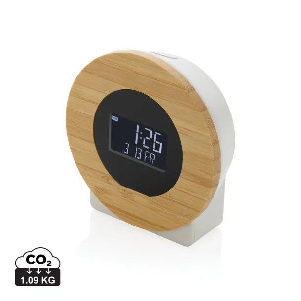  Utah RCS rplastic and FSC® bamboo LCD desk clock - XD Collection Brown 