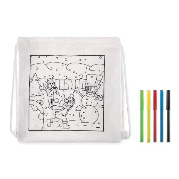 PAINT&GO Drawstring bag  with markers White