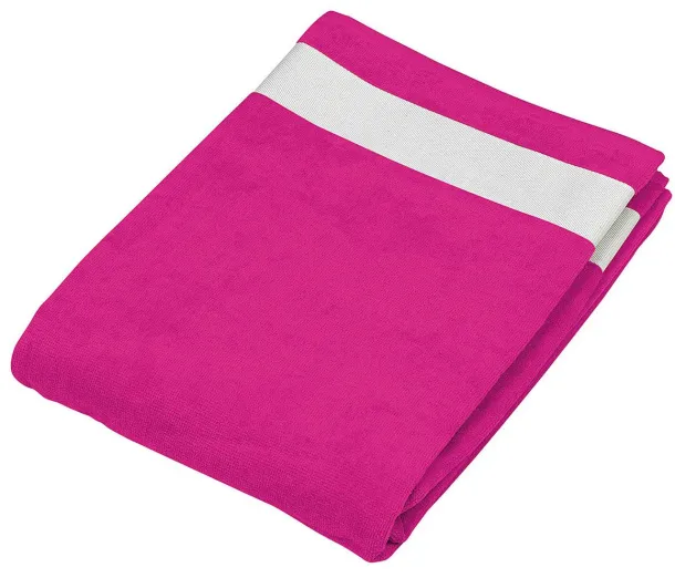  Ručnik za plažu, 400 g/m2 - Kariban Fuchsia Bijela