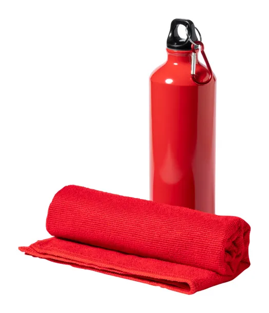 Cloister sport bottle and towel set Red