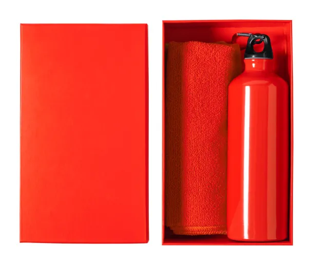 Cloister sport bottle and towel set Red