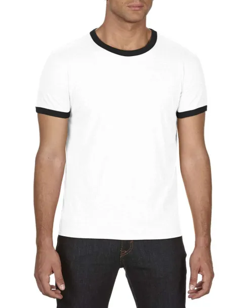  ADULT LIGHTWEIGHT RINGER TEE - Anvil White Black