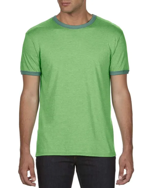  ADULT LIGHTWEIGHT RINGER TEE - Anvil Heather Green Kelly Green