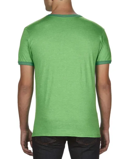  ADULT LIGHTWEIGHT RINGER TEE - Anvil Heather Green Kelly Green