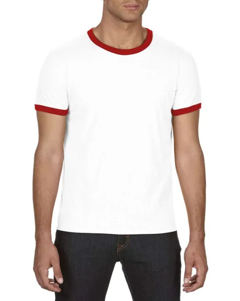  ADULT LIGHTWEIGHT RINGER TEE - Anvil White Red