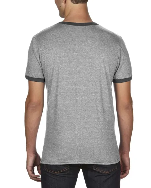  ADULT LIGHTWEIGHT RINGER TEE - Anvil Heather Grey Dark Heather