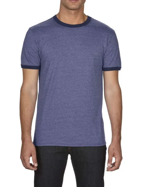 ADULT LIGHTWEIGHT RINGER TEE - Anvil Heather Blue Navy