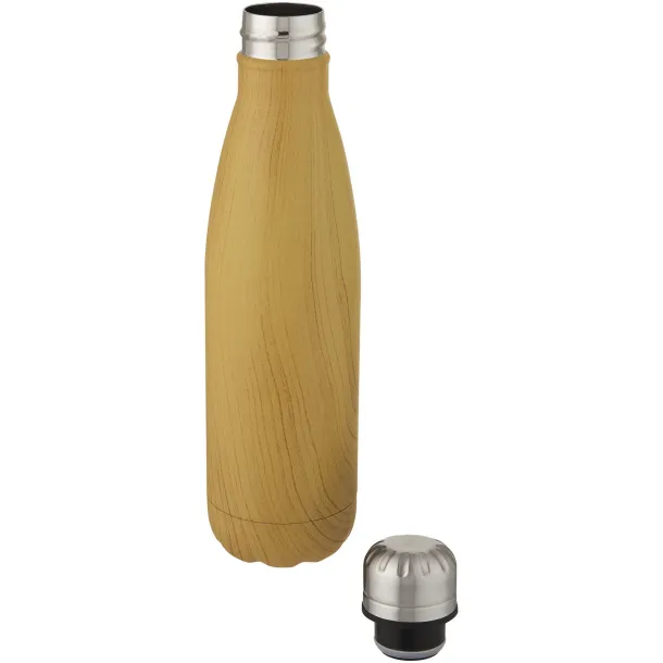 Cove 500 ml vacuum insulated stainless steel bottle with wood print Heather natural