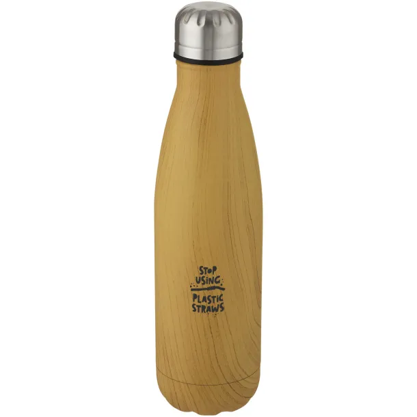 Cove 500 ml vacuum insulated stainless steel bottle with wood print Heather natural