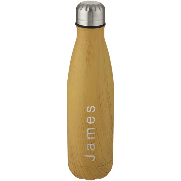 Cove 500 ml vacuum insulated stainless steel bottle with wood print Heather natural