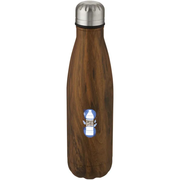 Cove 500 ml vacuum insulated stainless steel bottle with wood print - Unbranded Wood