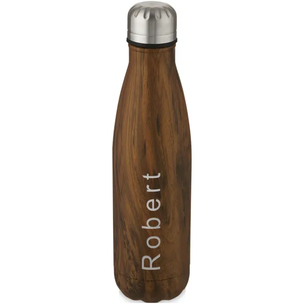 Cove 500 ml vacuum insulated stainless steel bottle with wood print - Unbranded Wood