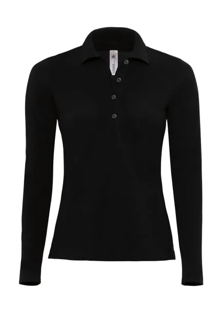  Ženska polo majica dugih rukava, 180 g/m² - B&C Crna