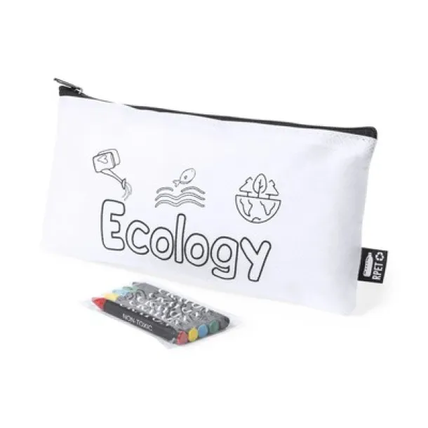  RPET pencil case for colouring, crayons white