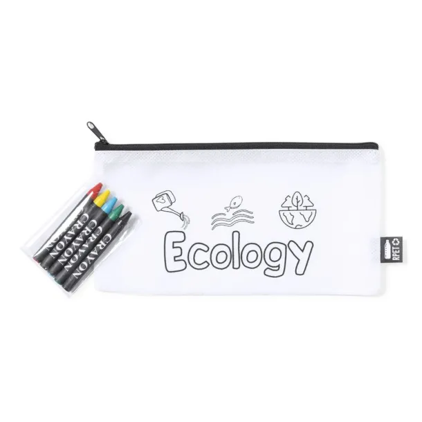  RPET pencil case for colouring, crayons white