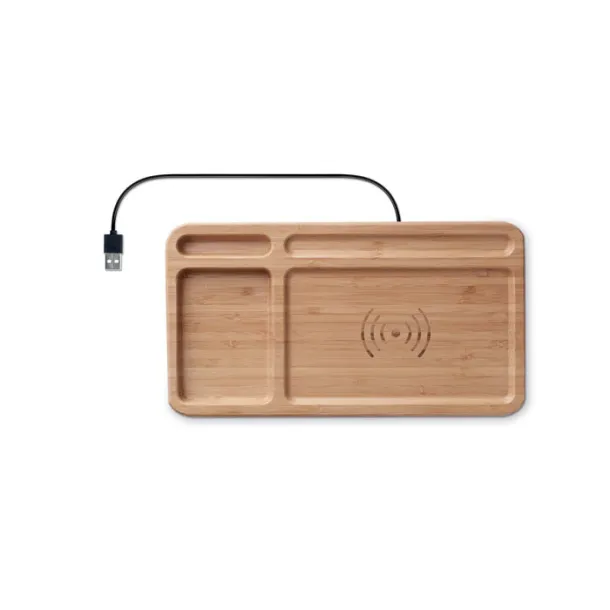 CLEANDESK Storage box wireless charger Wood