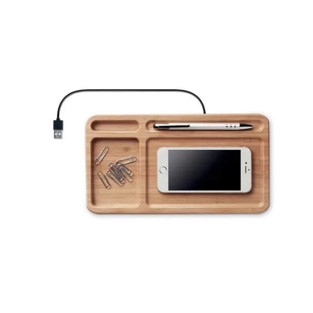 CLEANDESK Storage box wireless charger Wood