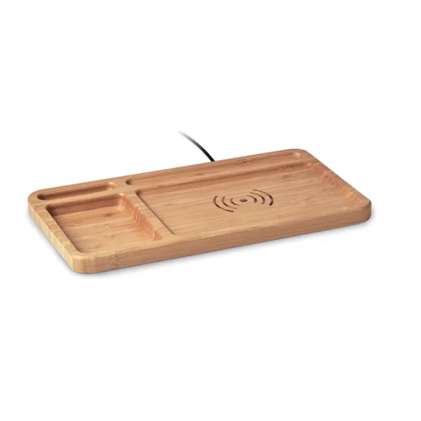 CLEANDESK Storage box wireless charger Wood