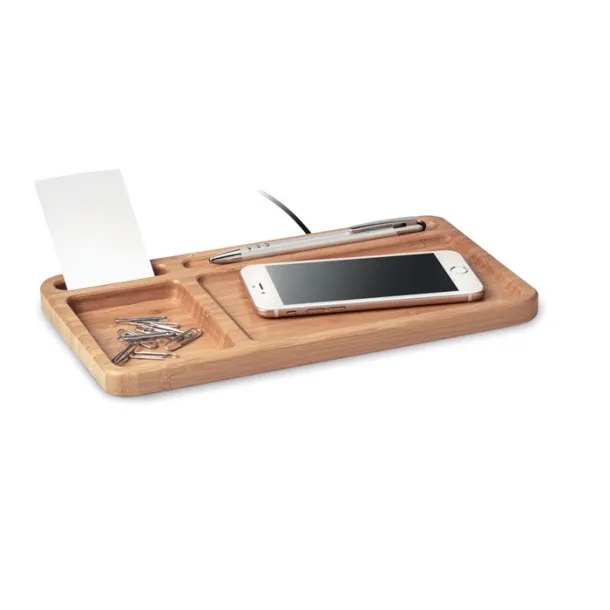 CLEANDESK Storage box wireless charger Wood