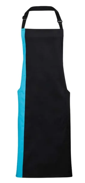  'COLOURS COLLECTION’ CONTRAST BIB APRON - Premier Black Turquoise