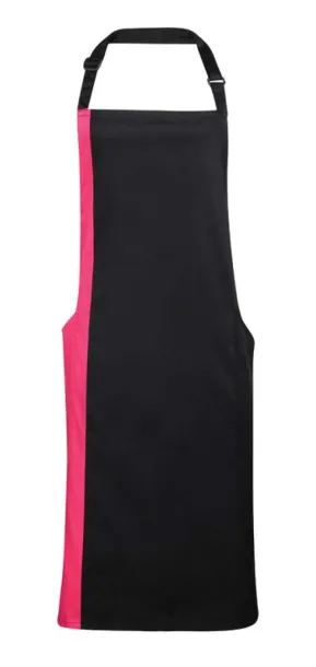  'COLOURS COLLECTION’ CONTRAST BIB APRON - Premier Black Hot Pink