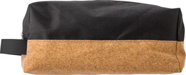 Lynn Polyester and cork toilet bag  black